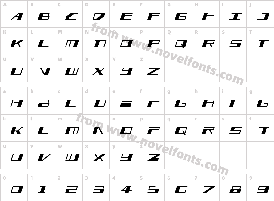 3AGLE ItalicCharacter Map