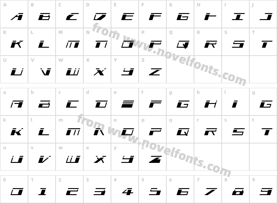 3AGLE Laser ItalicCharacter Map