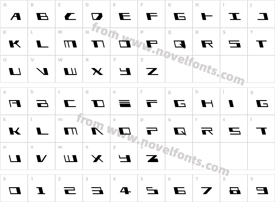 3AGLE Semi-LeftalicCharacter Map