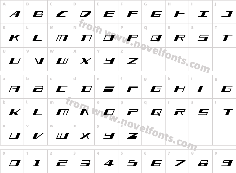 3AGLE Super-ItalicCharacter Map