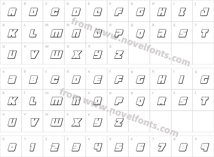 4ce 3D ItalicCharacter Map