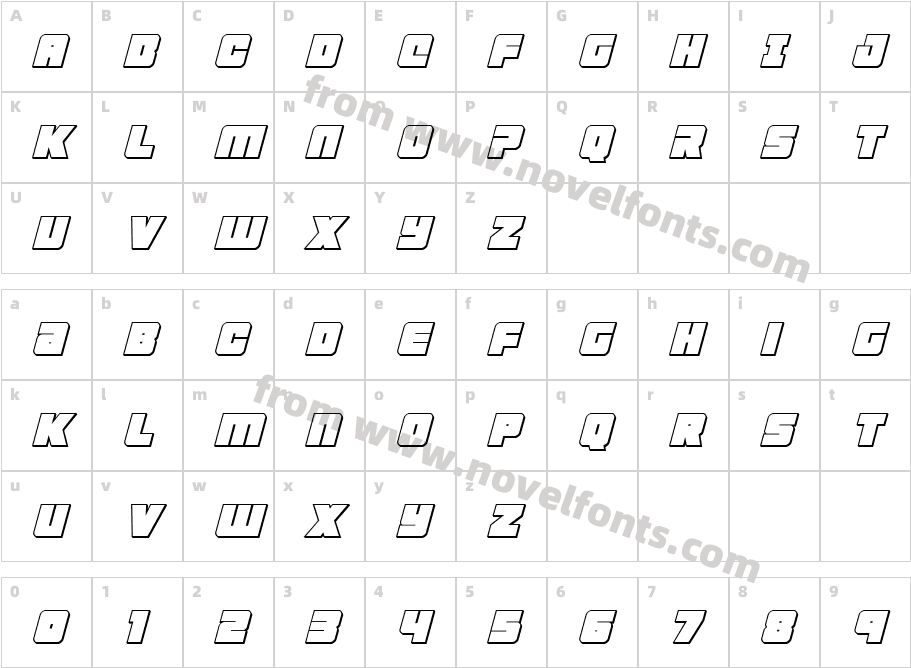 4ce 3D ItalicCharacter Map