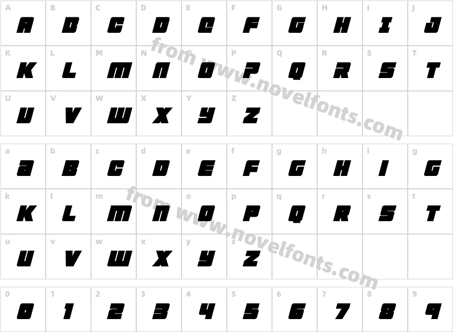 4ce Compact ItalicCharacter Map