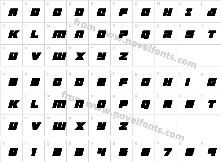 4ce Expanded ItalicCharacter Map