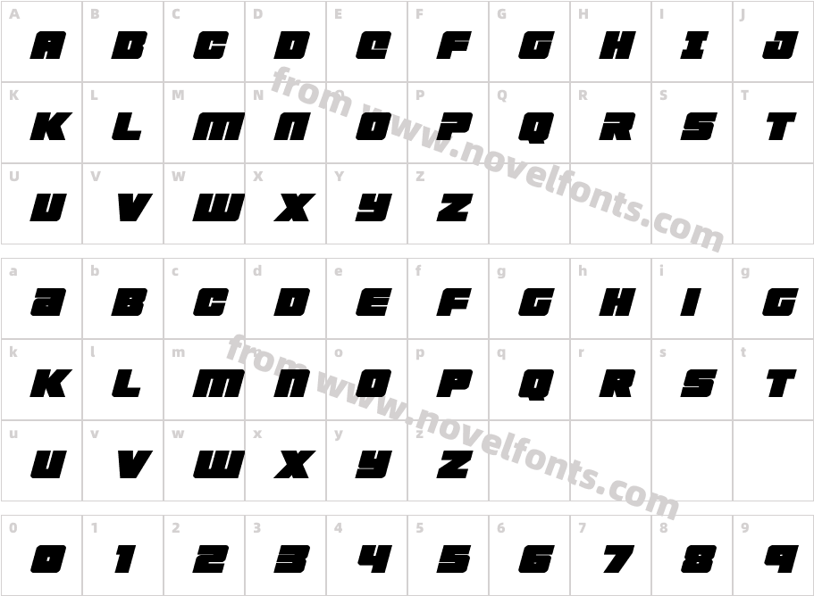 4ce Expanded ItalicCharacter Map