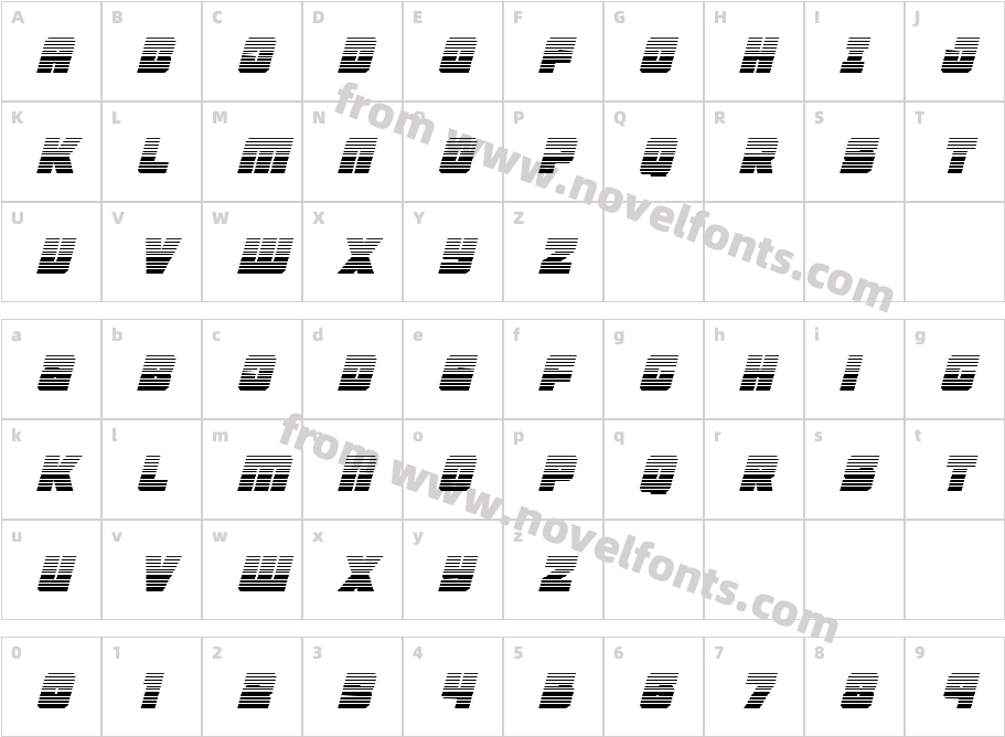 4ce Gradient ItalicCharacter Map