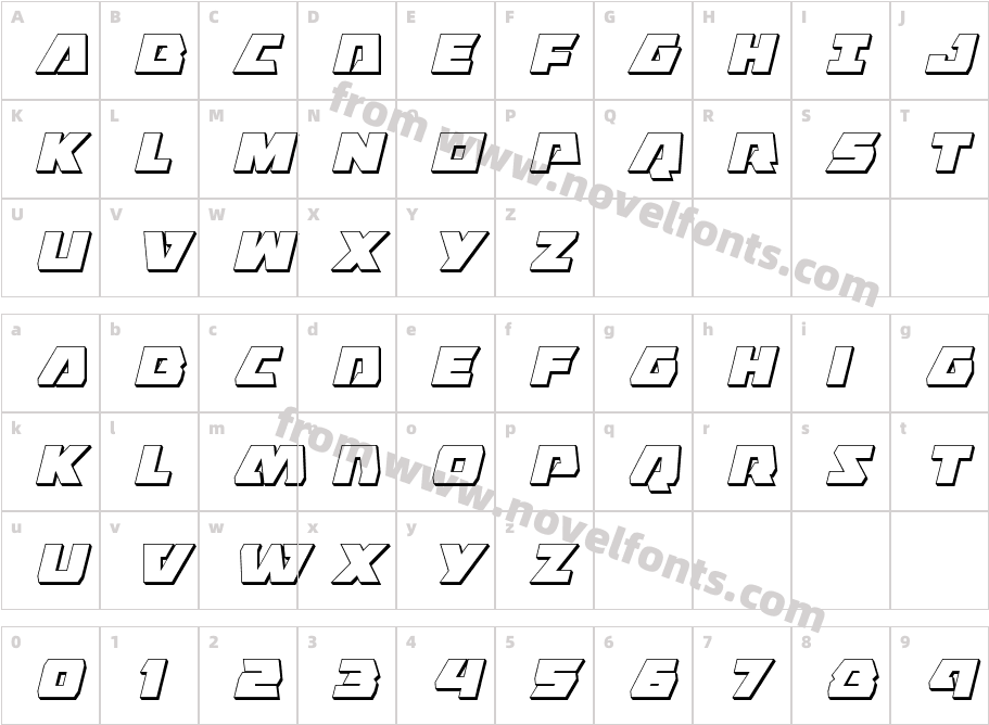 Eagle Strike 3D ItalicCharacter Map