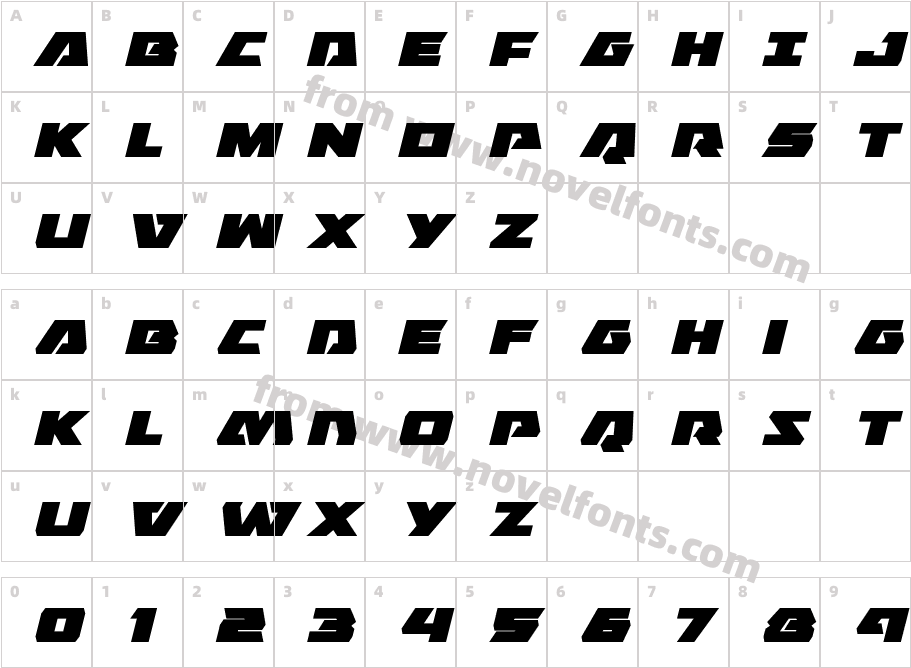 Eagle Strike Expanded ItalicCharacter Map