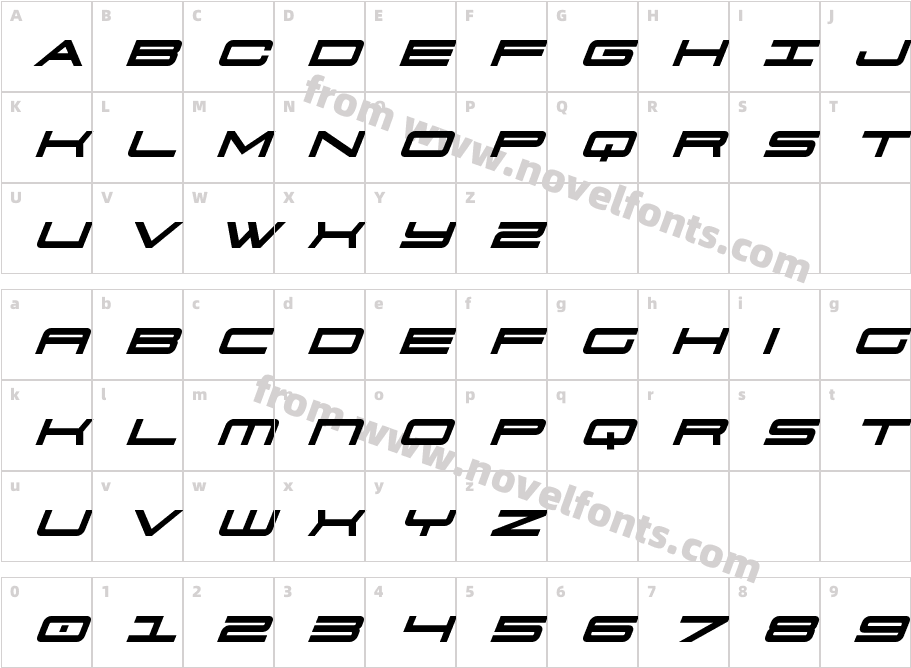 911PorschaBoldItalicCharacter Map