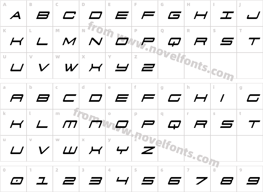 911PorschaCondensedItalicCharacter Map