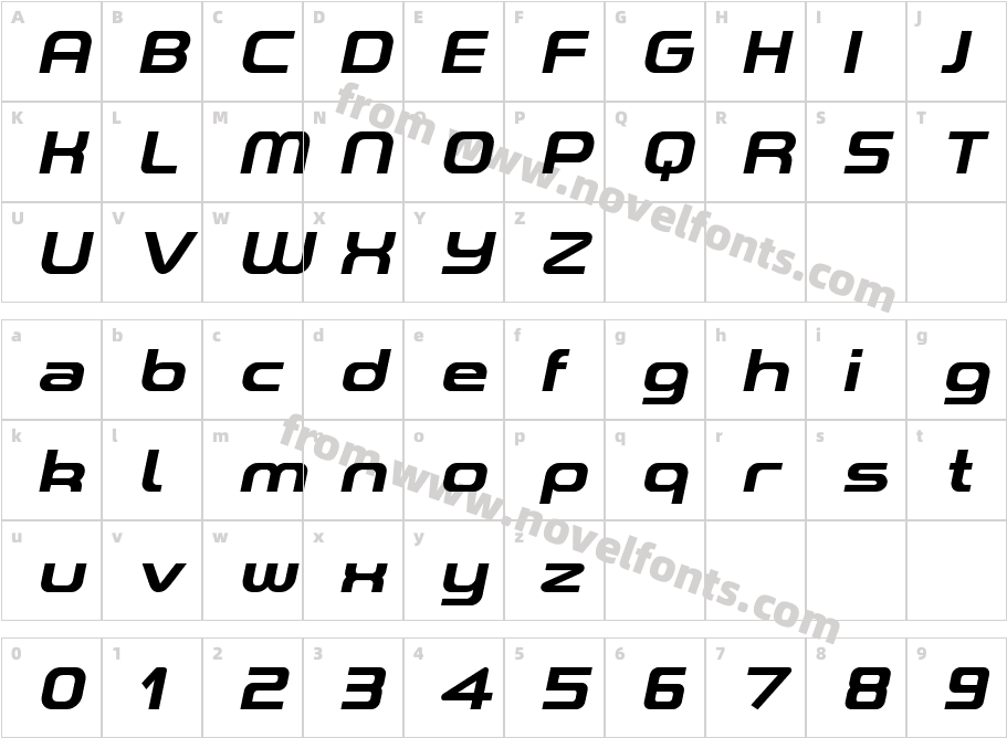 A-SpaceDemo-BoldItalicCharacter Map