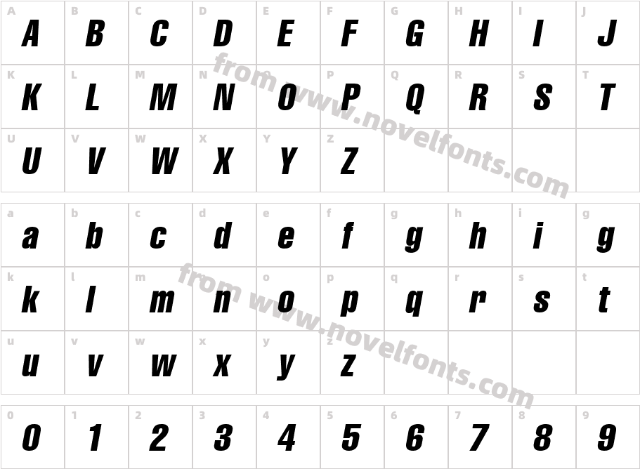 A1012Helvetika-CoMpress-ItalicCharacter Map