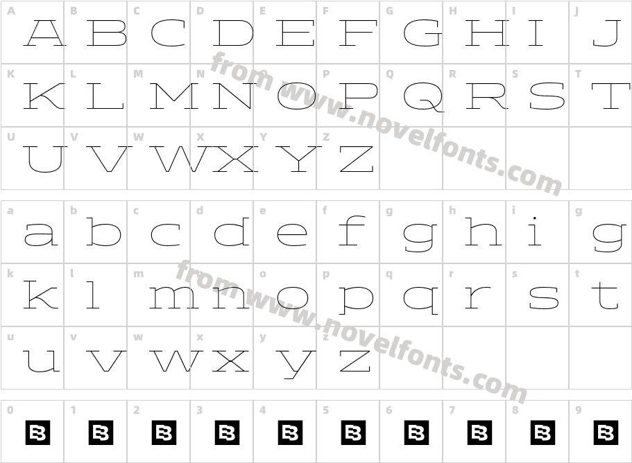 ADEROSTRIAL-ThinExpandedCharacter Map