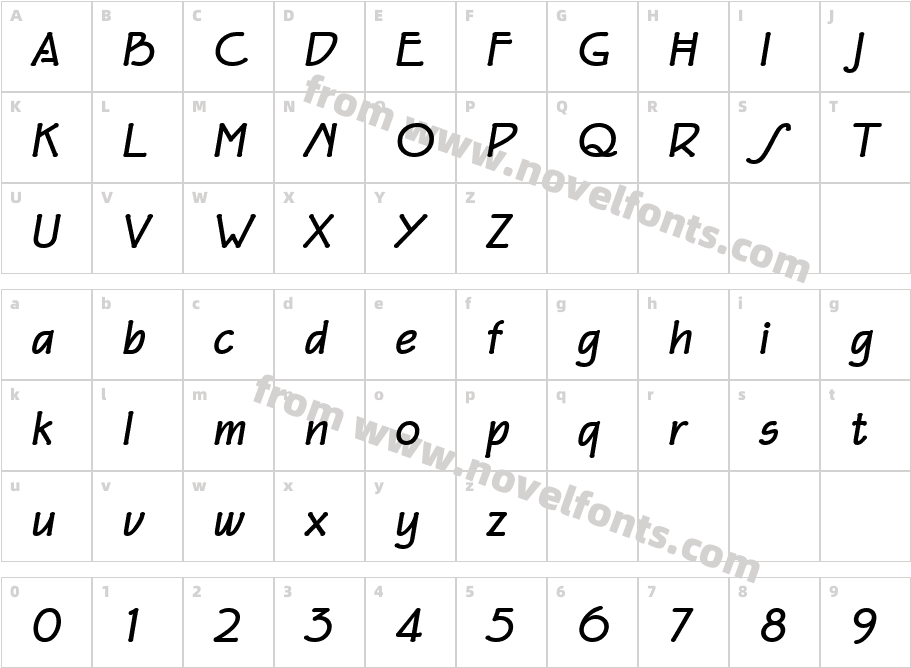 EaglefeatherFormalBoldItalicCharacter Map