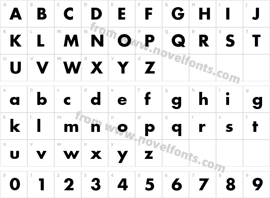 AGFuturaBoldCharacter Map