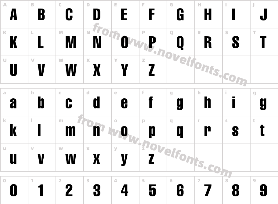 AGLettericaCompressedCCharacter Map