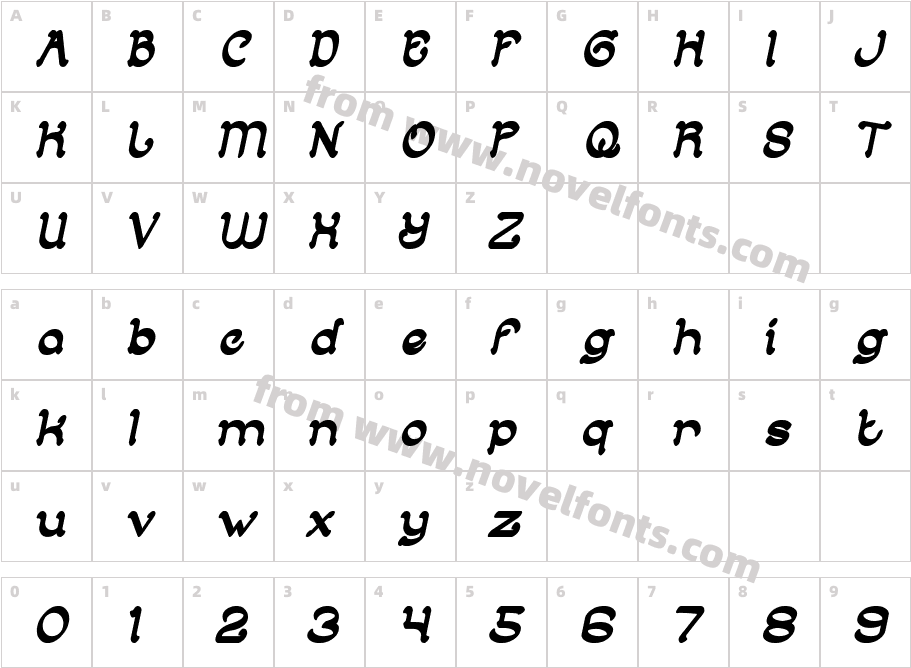 ARABIANKNIGHT-BoldItalicCharacter Map