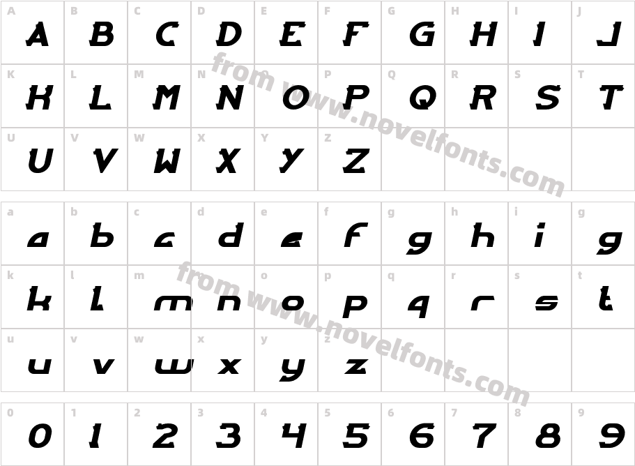 ARCADE-ItalicCharacter Map