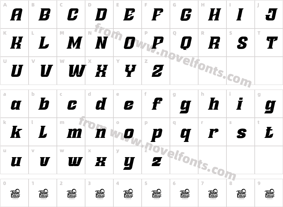 ATHYRKI SlantCharacter Map