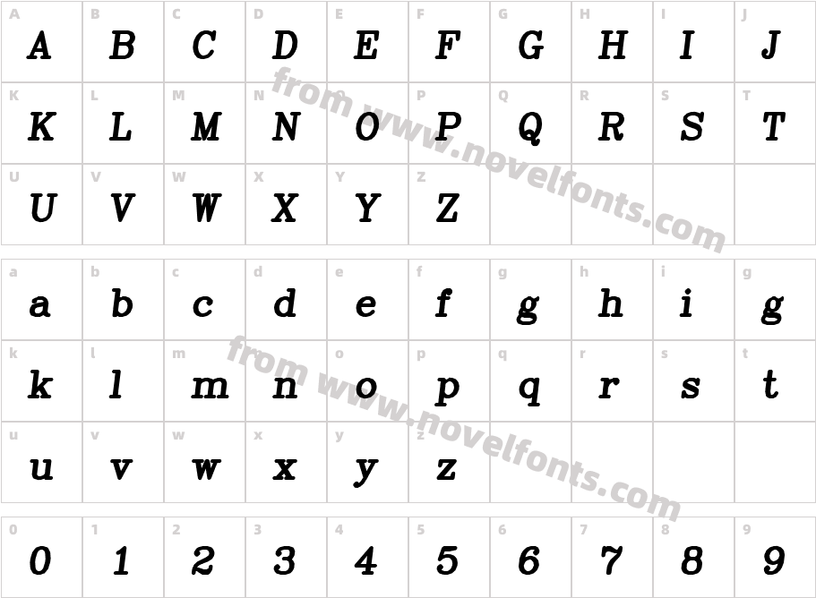 AVHershey Complex Heavy ItalicCharacter Map