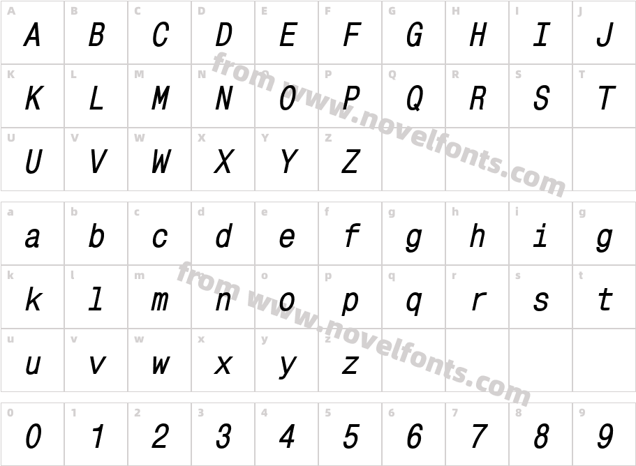 AXP-MonoCondensedC BoldItalicCharacter Map