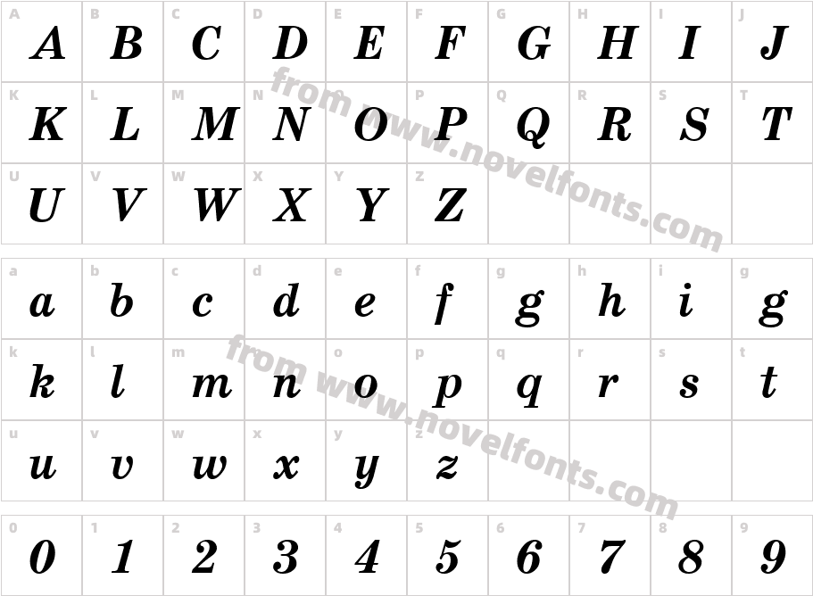 AXP-SchoolBookC BoldItalicCharacter Map