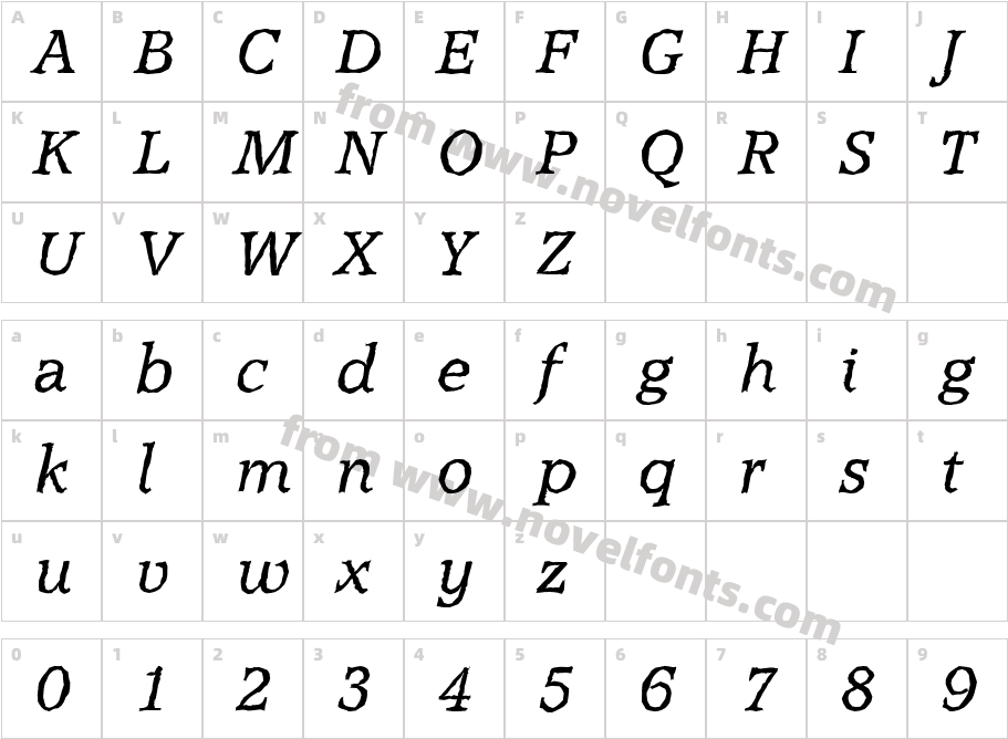 AccoladeAntiqueItalicCharacter Map