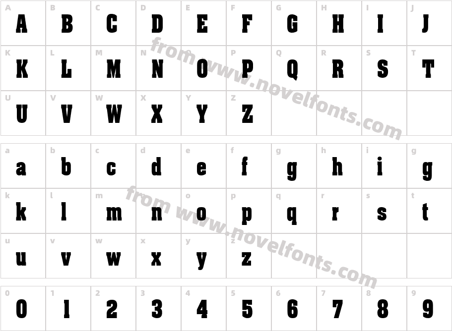 AcklinCondensedCharacter Map