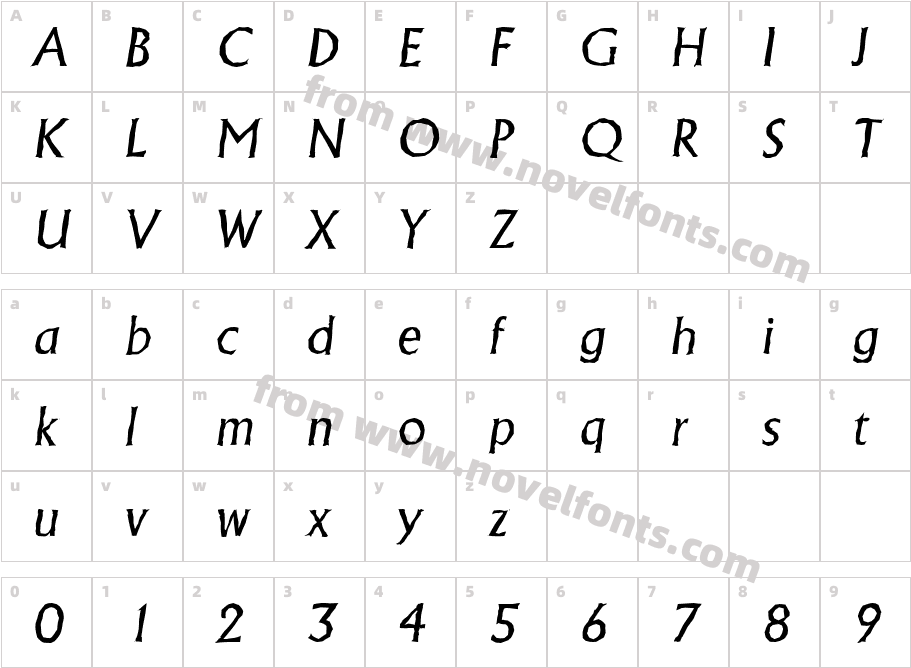 AdelonAntiqueItalicCharacter Map