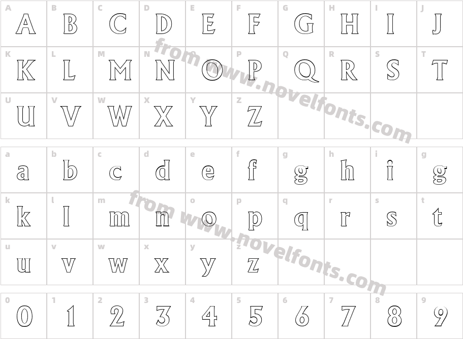 AdelonOutlineBoldCharacter Map