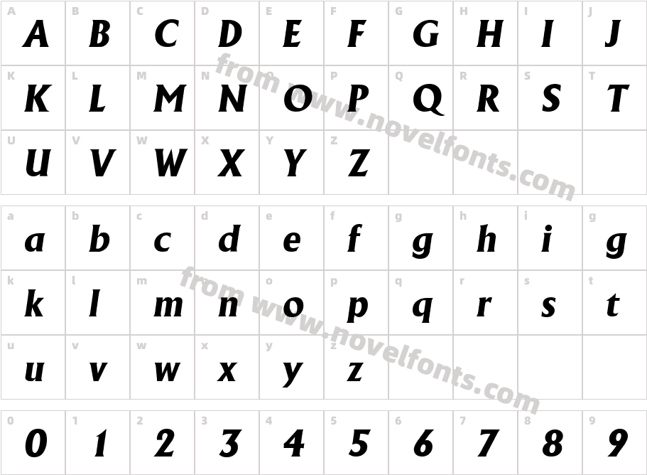 AdelonSerialXboldItalicCharacter Map