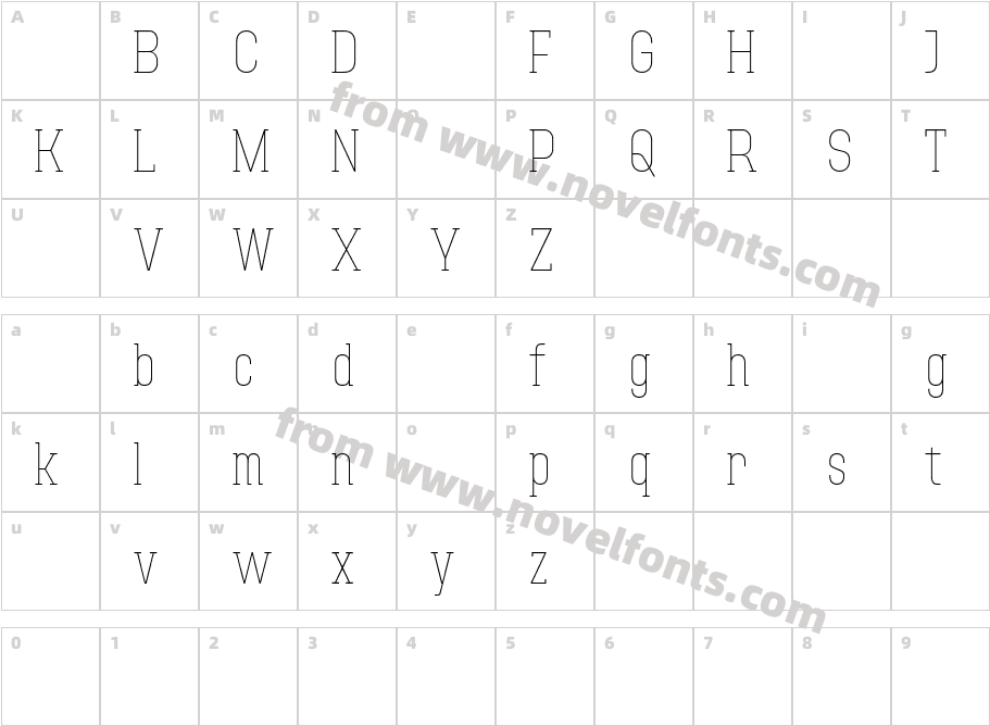 Adirek Serif DEMO ThinCharacter Map