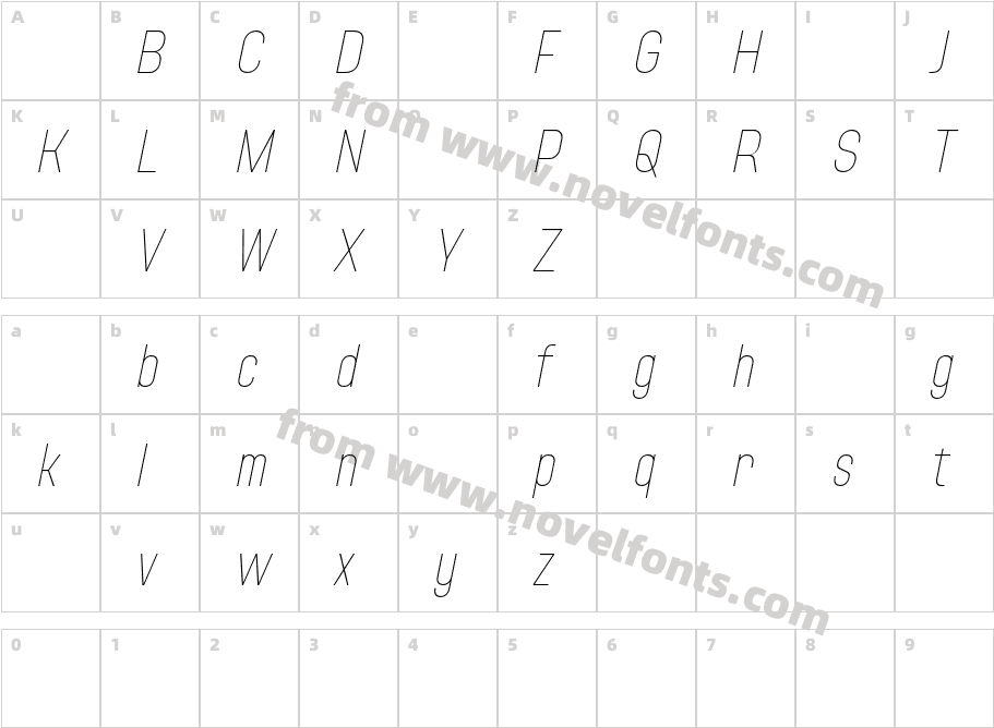 AdirekHcDemoThinItalic-vmlEECharacter Map