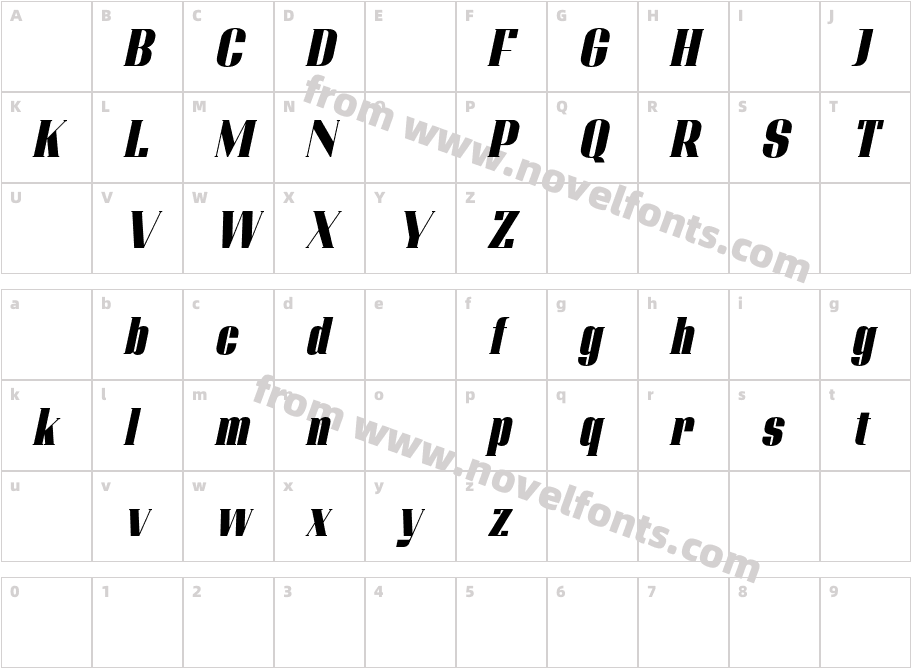 AdirekSerifDemoBlackItalic-OVapeCharacter Map