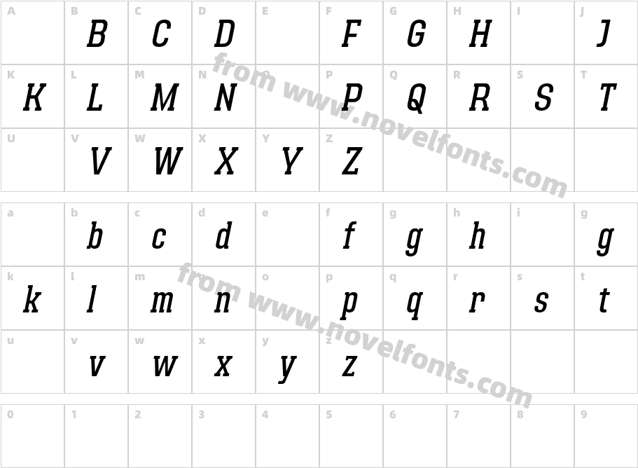 AdirekSlabDemoMediumItalic-51Gx8Character Map