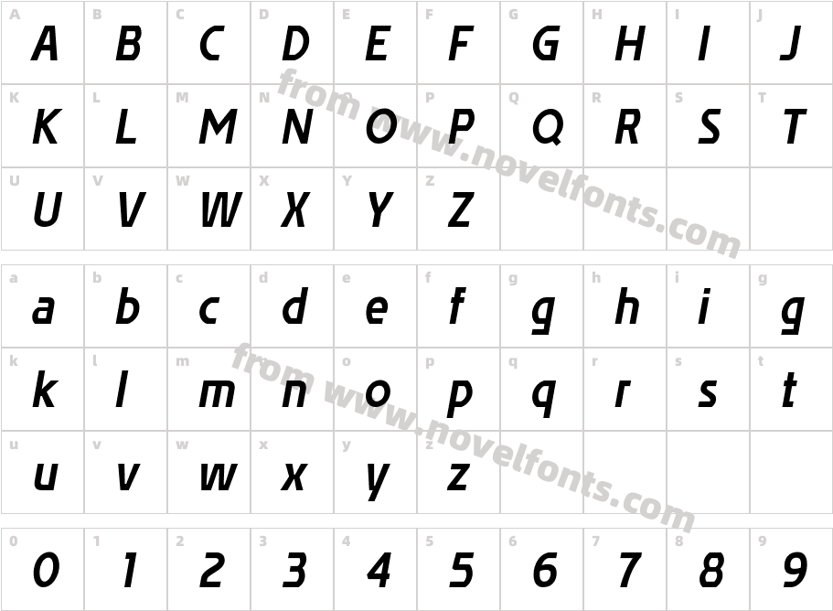 AffluentRg-BoldItalicCharacter Map