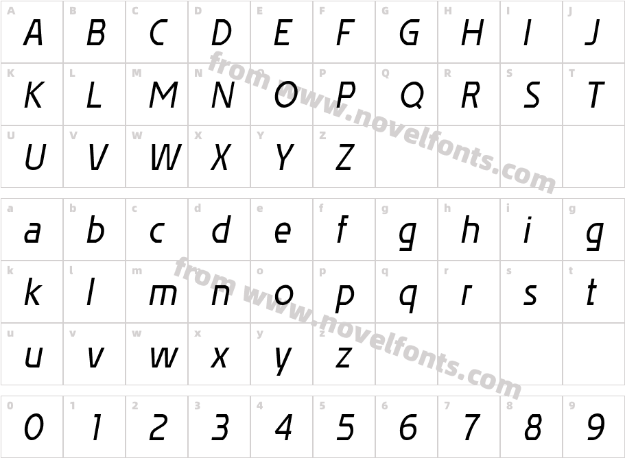 AffluentRg-ItalicCharacter Map