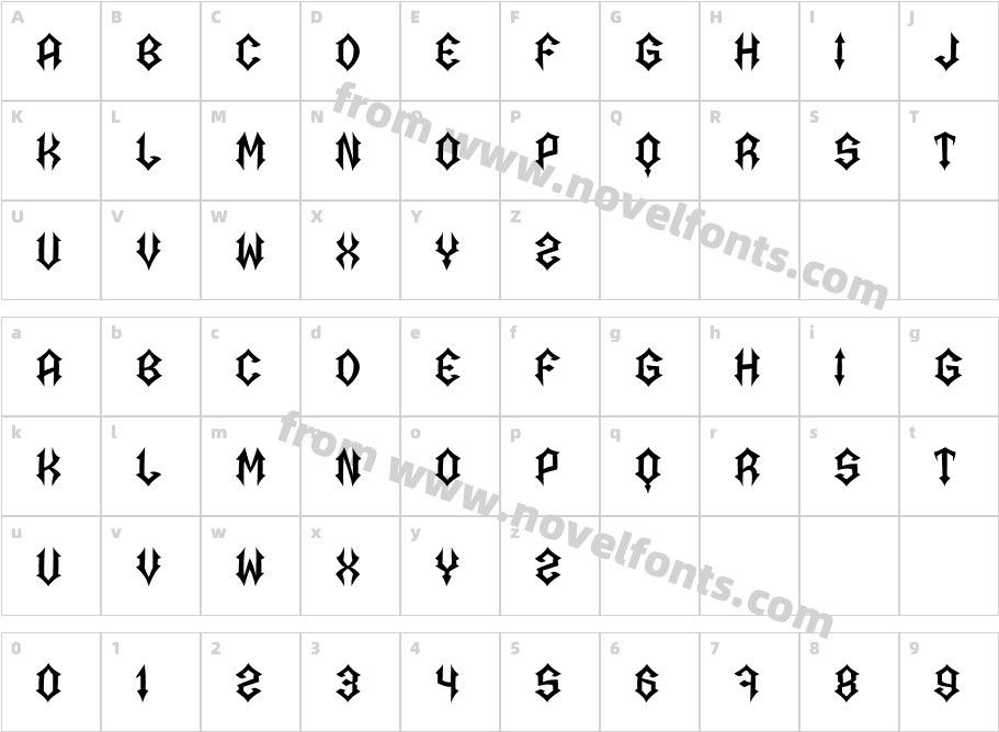 Afterlife RegularCharacter Map