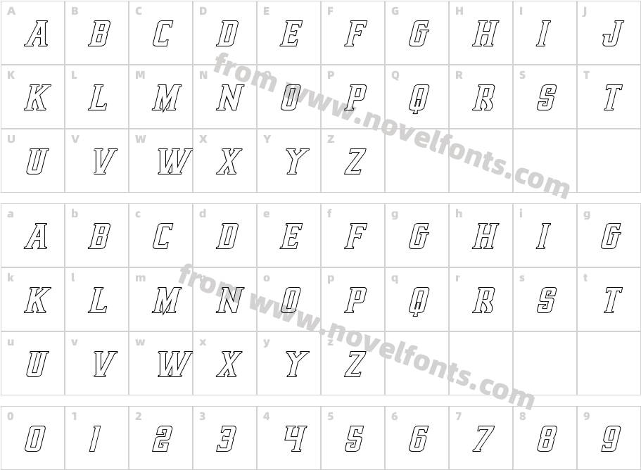 Earthrealm Outline ItalicCharacter Map