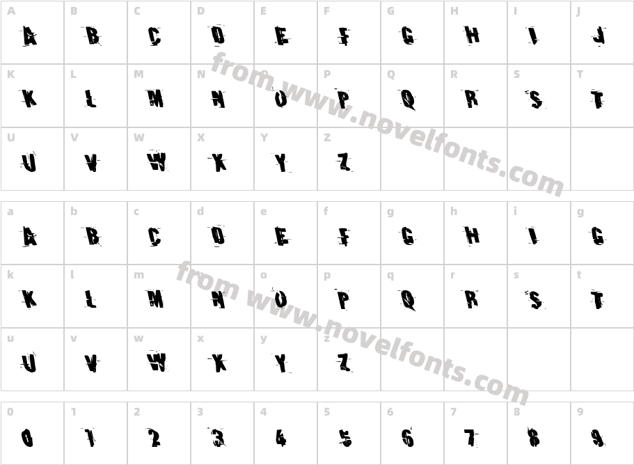 Earthshake LeftalicCharacter Map