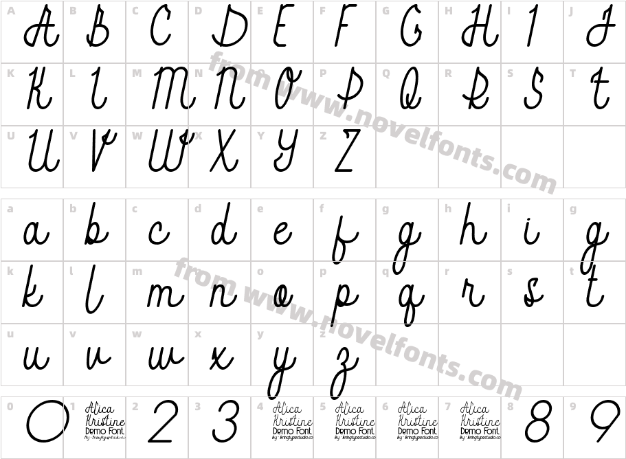 Alica Kristine Bold Slant BoldCharacter Map