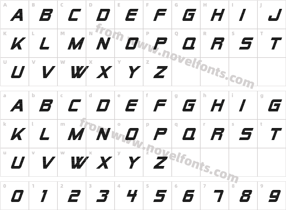 AlienEncountersBoldItalicCharacter Map