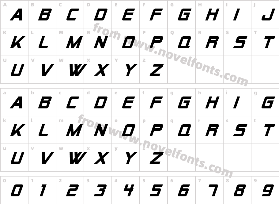 AlienEncountersSolidBoldItalicCharacter Map