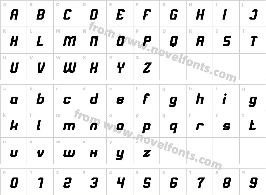 AliveinaScienceFiction-BoldItalicCharacter Map