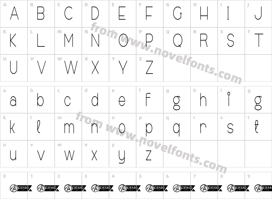 Allegany Demo CondensedCharacter Map