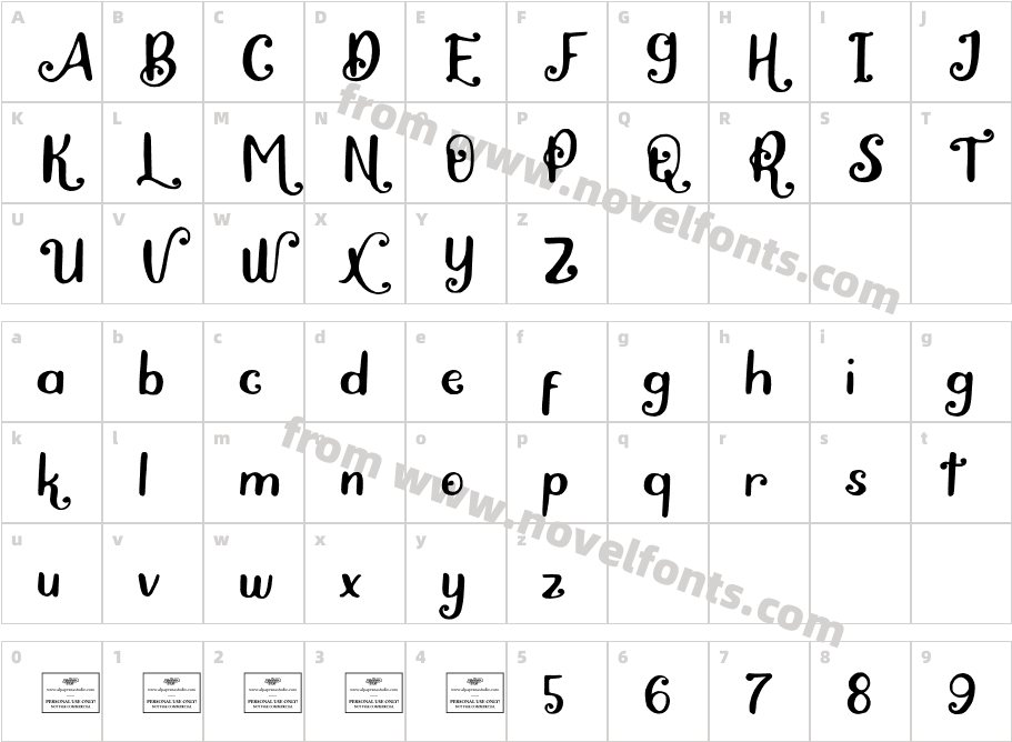 Alpaprana208RegularCharacter Map