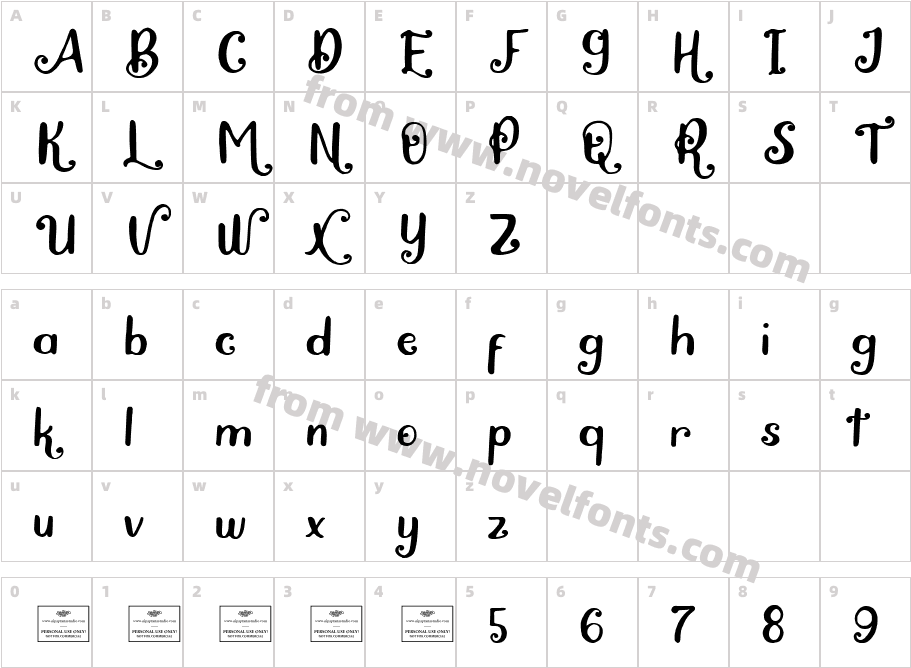 Alpaprana208RegularCharacter Map