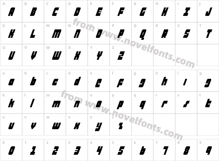 AlphaTaurusCondItalicCharacter Map