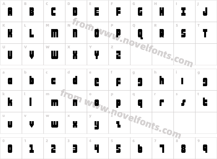 AlphaTaurusCondensedCharacter Map