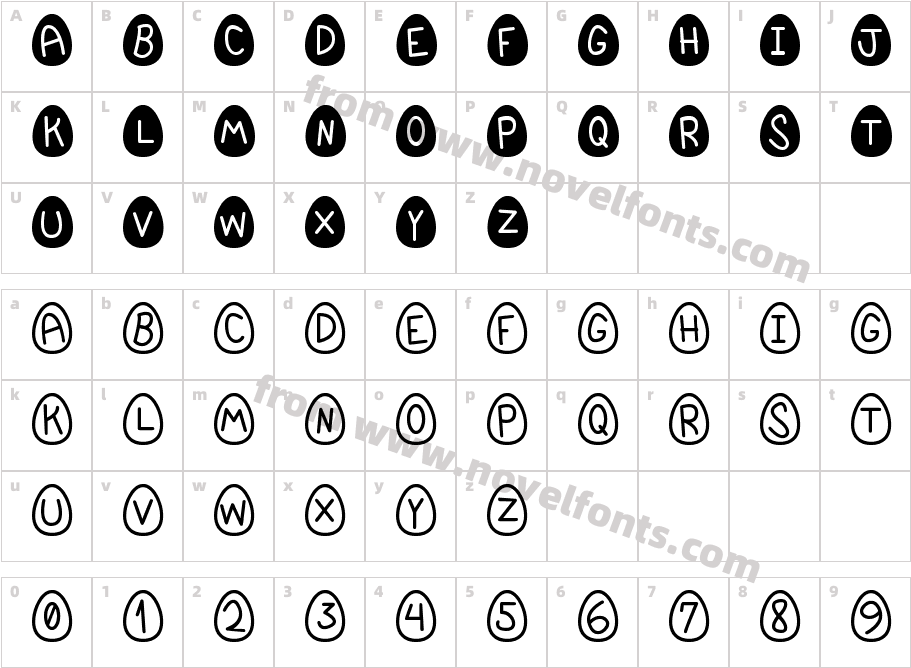 EasterFont StCharacter Map